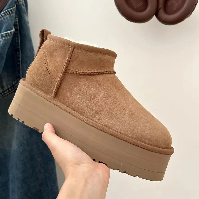 Ultra Mini Ugg Buty Damskie – Przytulne Botki na Platformie z Futrzanym Wykończeniem