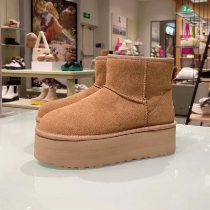 Ultra Mini Ugg Buty Damskie – Przytulne Botki na Platformie z Futrzanym Wykończeniem
