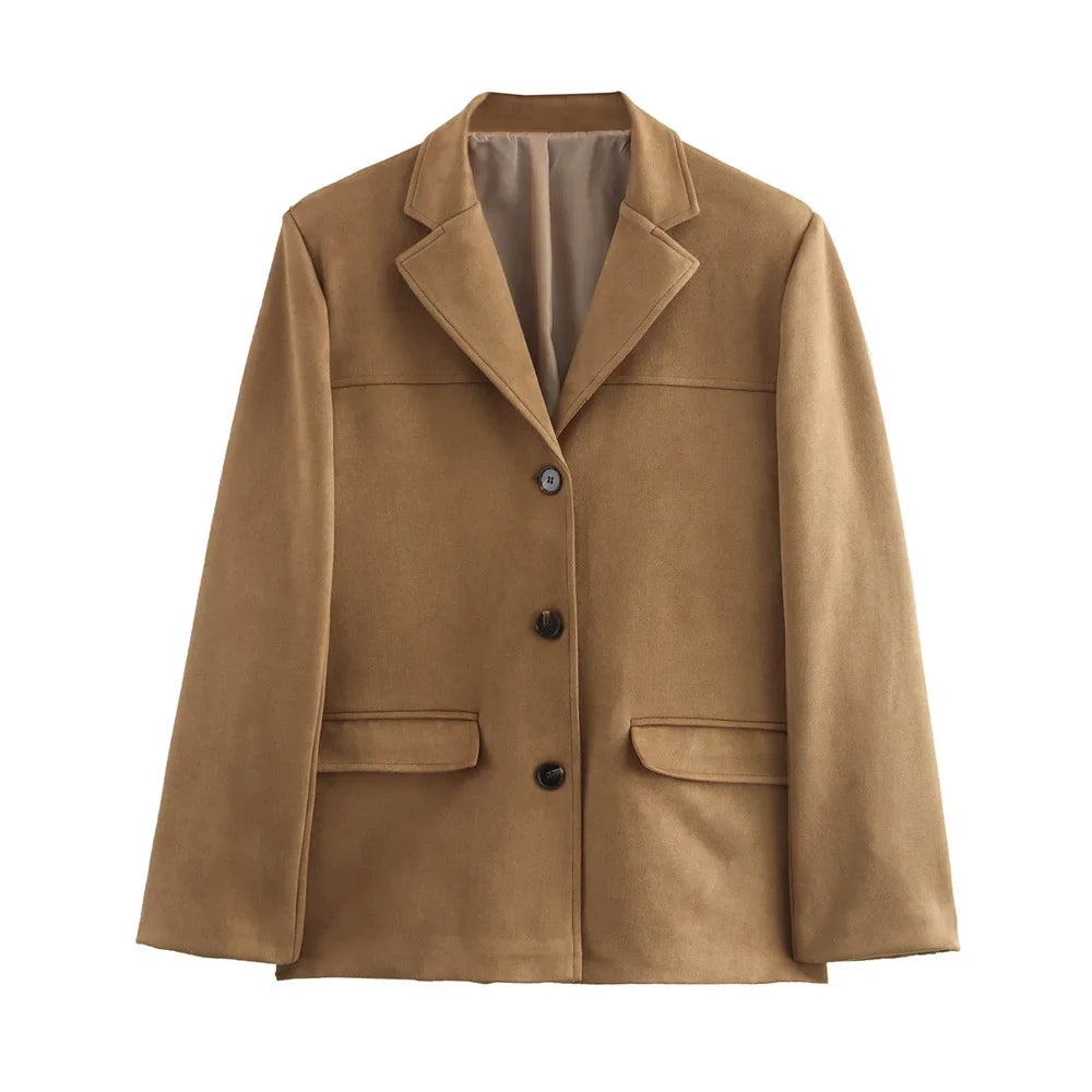 Women's Retro Brown Suede Leather Jacket – Perfect for Autumn and Winter