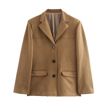 Women's Retro Brown Suede Leather Jacket – Perfect for Autumn and Winter