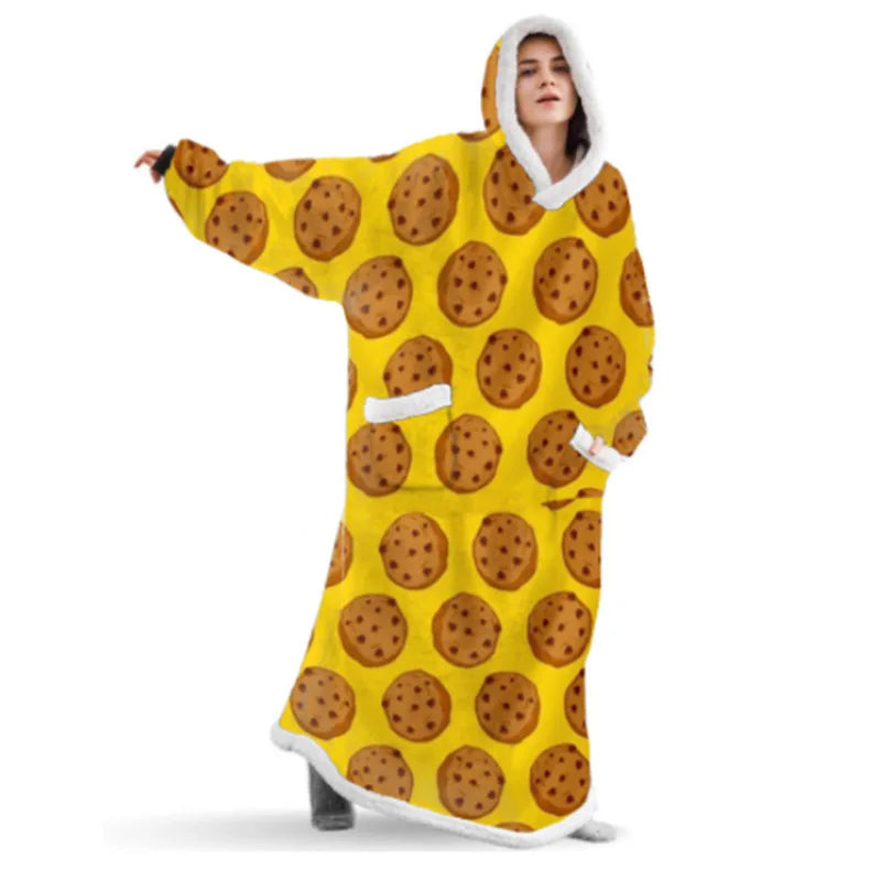 Duży Szlafrok-Koc z Rękawami i Otworem na Głowę