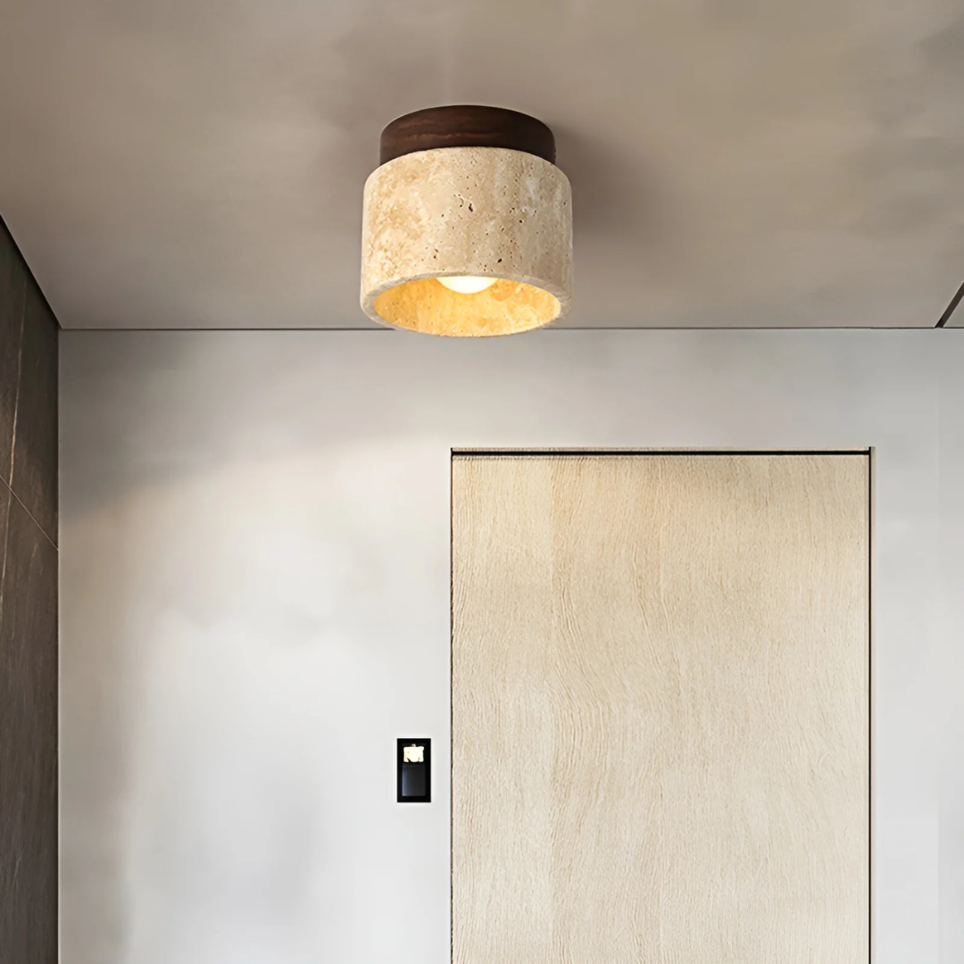 Wabi Sabi Żółta Lampa Sufitowa z Marmuru - TranquilStone
