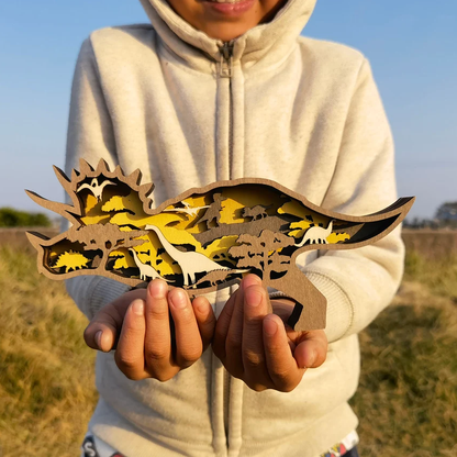 3D Drewniane Figury Dinozaurów z Dokładnym Grawerem