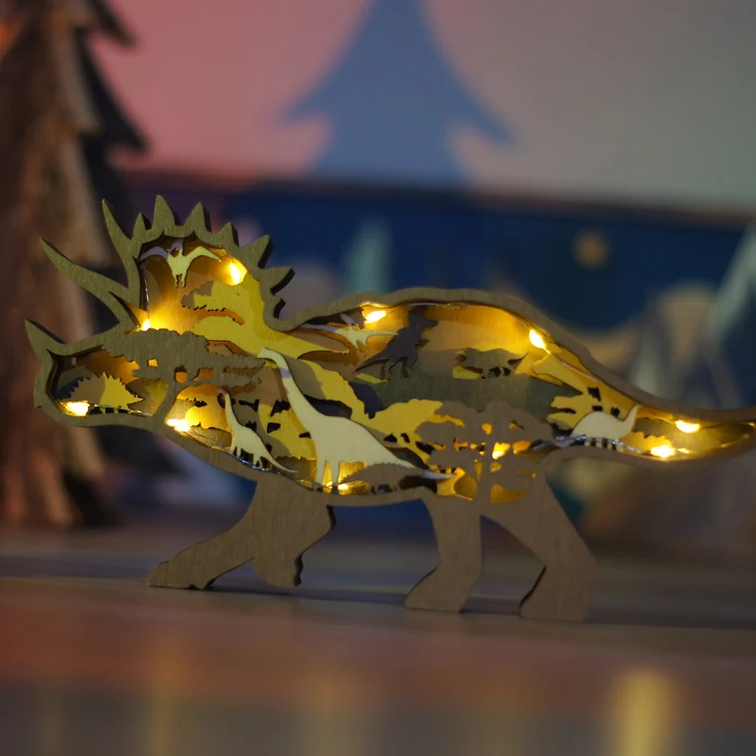 3D Drewniane Figury Dinozaurów z Dokładnym Grawerem