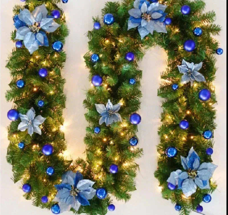 Świąteczny Girlanda | Elegancka Rattanowa Wstęga z Oświetleniem LED