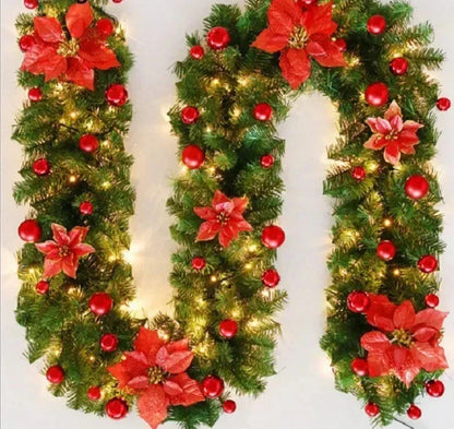 Świąteczny Girlanda | Elegancka Rattanowa Wstęga z Oświetleniem LED