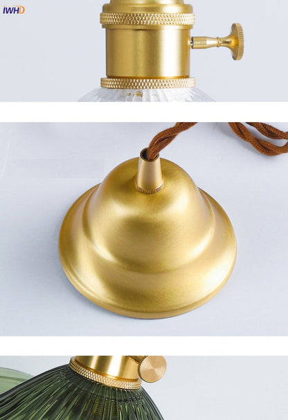 Nordycka Lampa Wisząca LED | Kolorowe Szklane i Miedziane Oświetlenie do Sypialni, Salonu i Baru