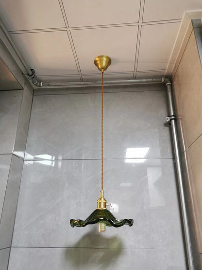 Nordycka Lampa Wisząca LED | Kolorowe Szklane i Miedziane Oświetlenie do Sypialni, Salonu i Baru