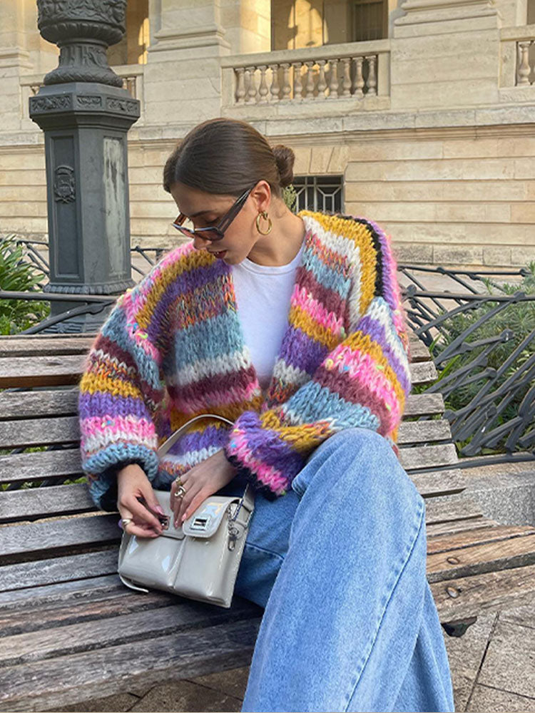 Lotte | Kardigan w kolorowy patchwork