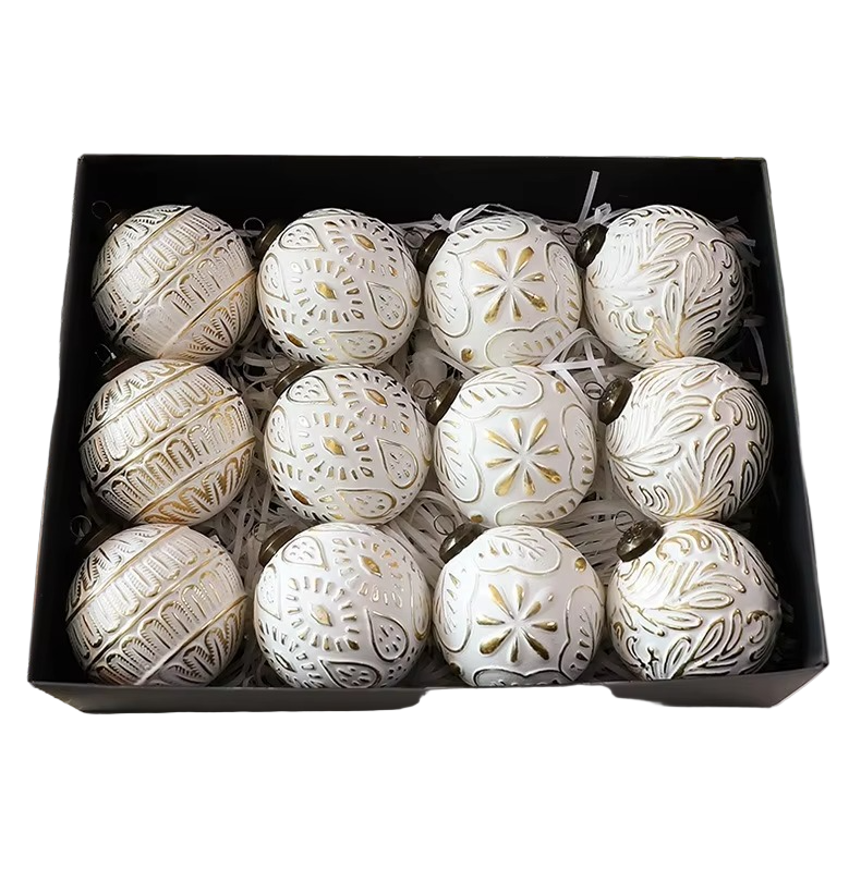 Vintage Wzór Plastikowe Bombki - Ozdoba Świąteczna