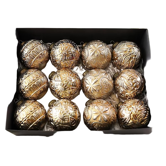 Vintage Wzór Plastikowe Bombki - Ozdoba Świąteczna