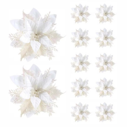 Zestaw Dekoracyjnych Kwiatów w Różowym, Złotym lub Czerwonym Wzorze na Choinkę