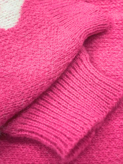 MIŁOŚĆ | Damski Sweter Dzianinowy z Wzorem Serc