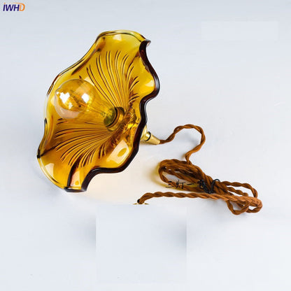 Nordycka Lampa Wisząca LED | Kolorowe Szklane i Miedziane Oświetlenie do Sypialni, Salonu i Baru