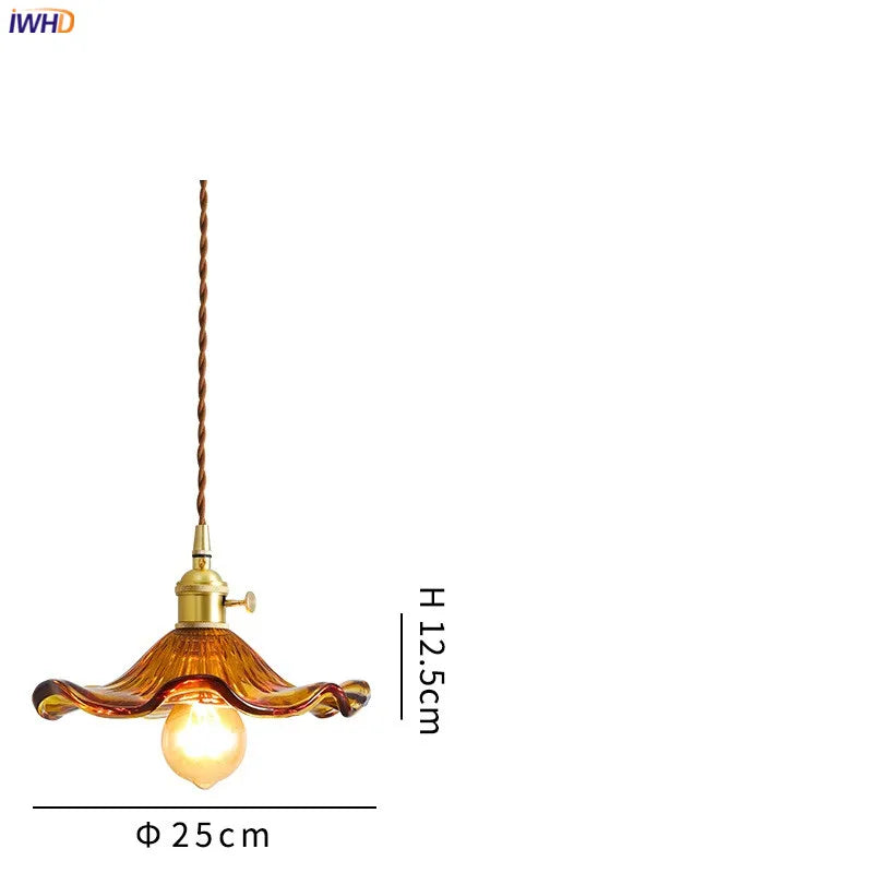 Nordycka Lampa Wisząca LED | Kolorowe Szklane i Miedziane Oświetlenie do Sypialni, Salonu i Baru
