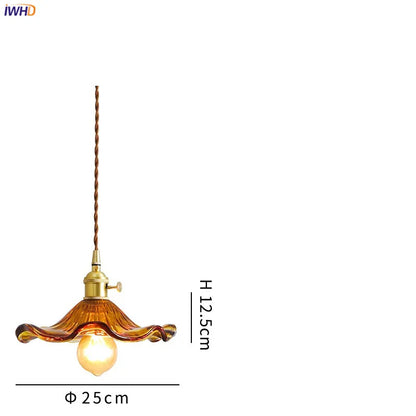 Nordycka Lampa Wisząca LED | Kolorowe Szklane i Miedziane Oświetlenie do Sypialni, Salonu i Baru