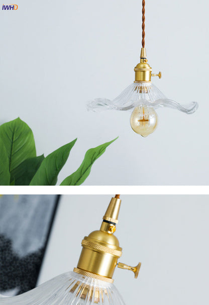 Nordycka Lampa Wisząca LED | Kolorowe Szklane i Miedziane Oświetlenie do Sypialni, Salonu i Baru