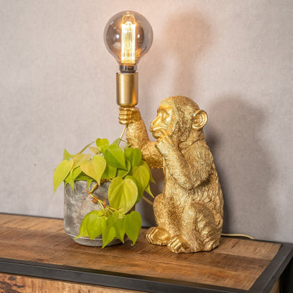 Złota Lampa Stołowa Małpa – Luksusowy Design GoldenChimp
