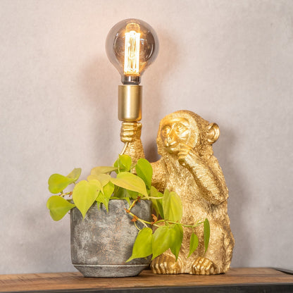 Złota Lampa Stołowa Małpa – Luksusowy Design GoldenChimp