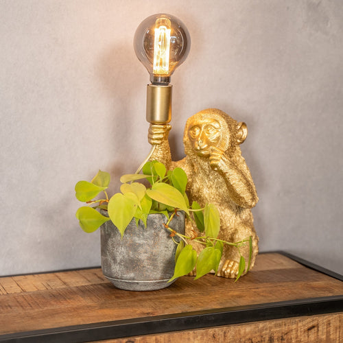 Złota Lampa Stołowa Małpa – Luksusowy Design GoldenChimp