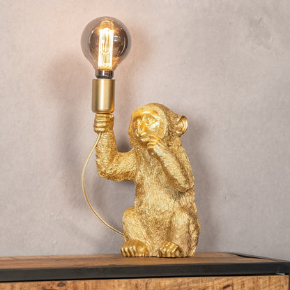 Złota Lampa Stołowa Małpa – Luksusowy Design GoldenChimp