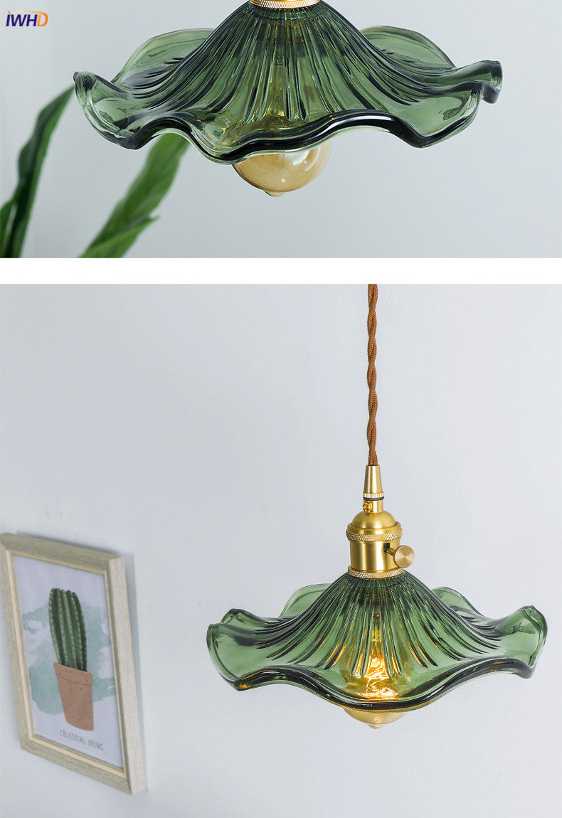 Nordycka Lampa Wisząca LED | Kolorowe Szklane i Miedziane Oświetlenie do Sypialni, Salonu i Baru