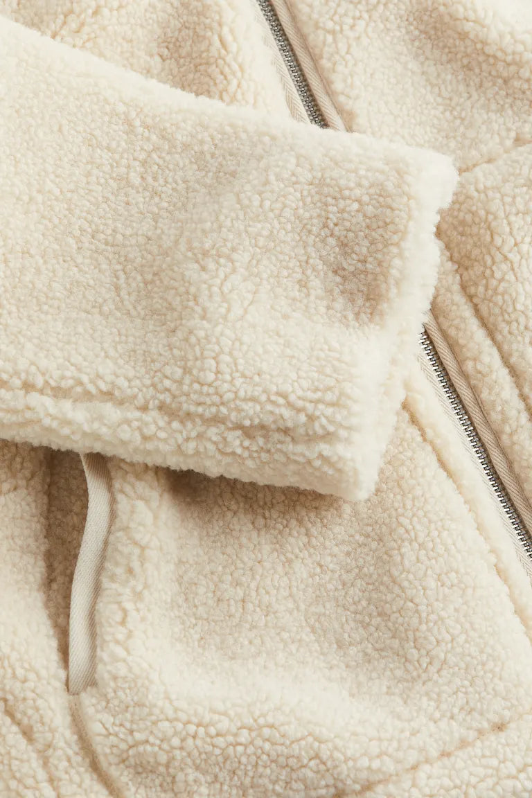 Damski Zimowy Płaszcz Teddy z Zapięciem na Zamek Błyskawiczny