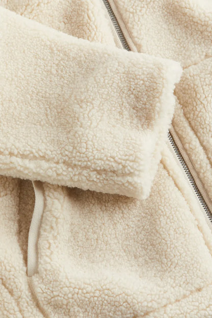 Damski Zimowy Płaszcz Teddy z Zapięciem na Zamek Błyskawiczny