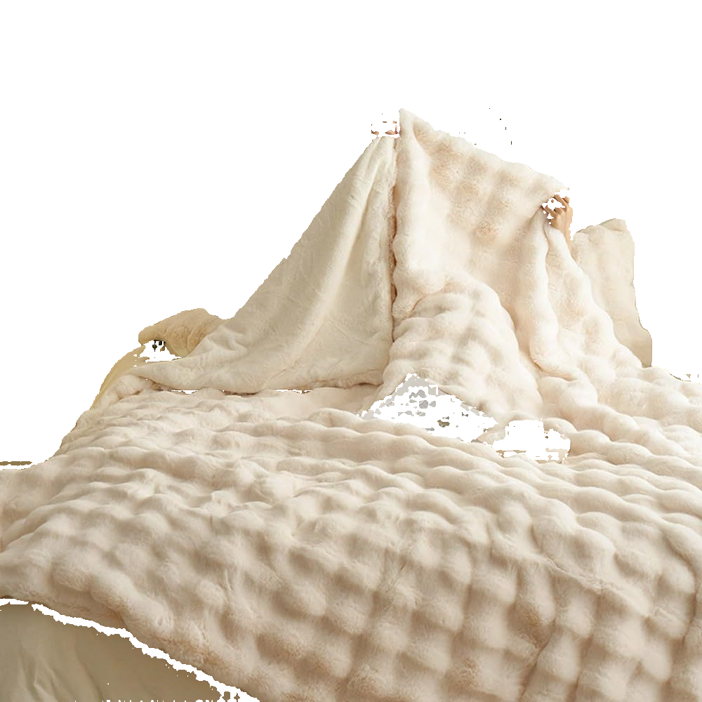 Zimowy Koc Przytulny z Aksamitu i Polarowego Futerka