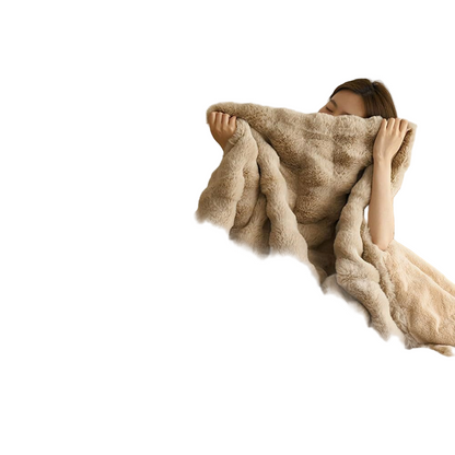 Zimowy Koc Przytulny z Aksamitu i Polarowego Futerka