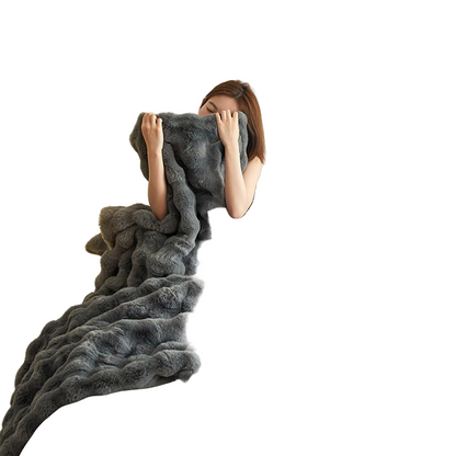 Zimowy Koc Przytulny z Aksamitu i Polarowego Futerka