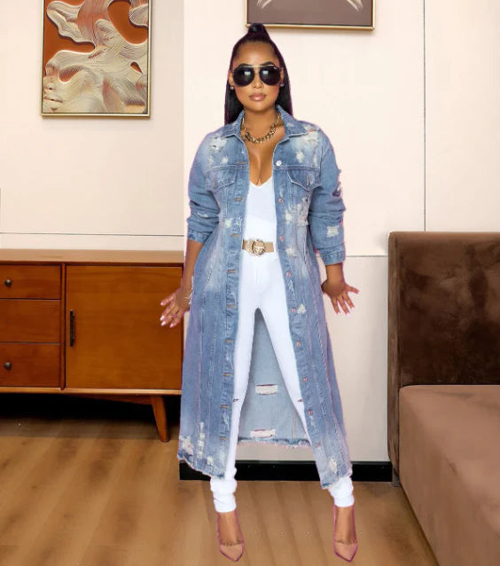 Suzie | Damska długa kurtka dżinsowa