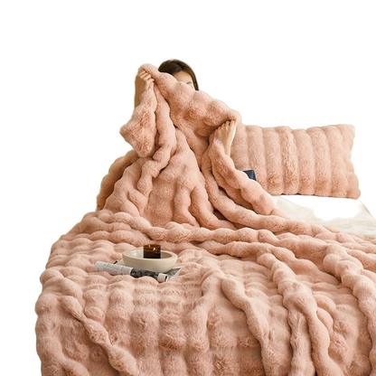 Zimowy Koc Przytulny z Aksamitu i Polarowego Futerka