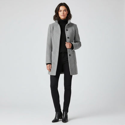 Stylowy Długi Płaszcz Damski z Wełny