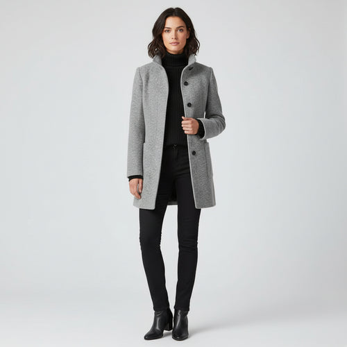 Stylowy Długi Płaszcz Damski z Wełny