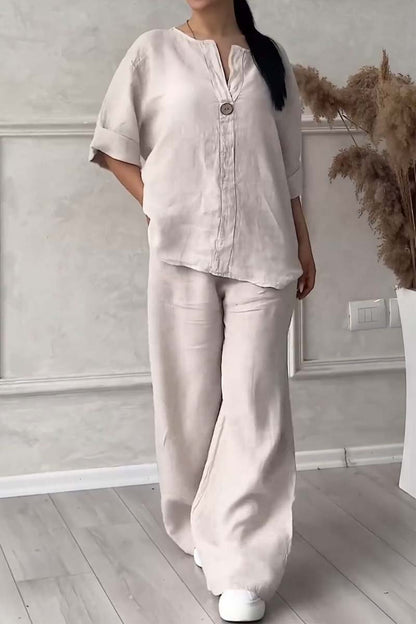 Lisanne - Casual Women's Cotton-Linen Two-Piece Set