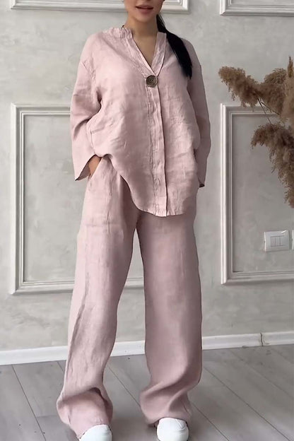 Lisanne - Casual Women's Cotton-Linen Two-Piece Set