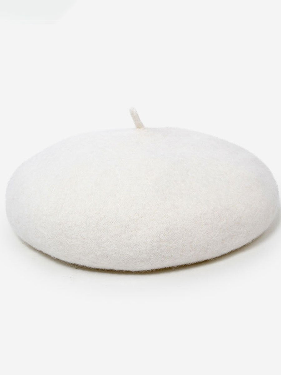 Stylowy retro wełniany beret na jesień i zimę