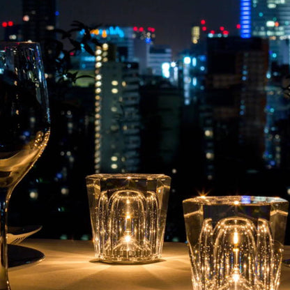 Elegancka Ładowalna Lampa Stołowa z Kryształami Diamentowymi – Lumière Diamant