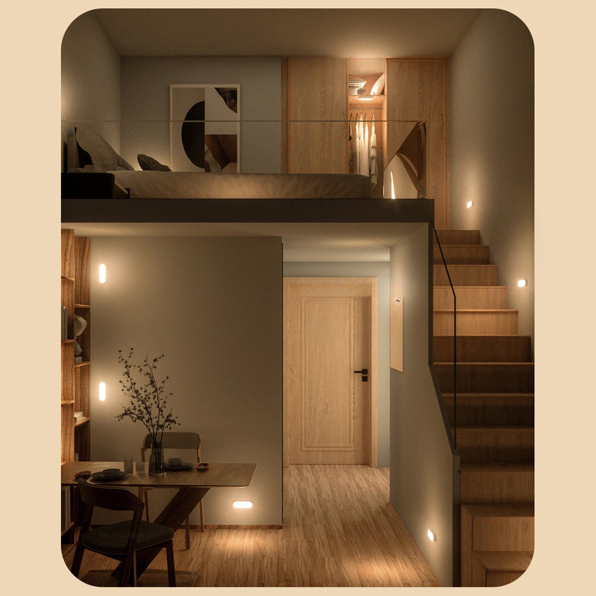 USB-ładowana lampa ścienna z czujnikiem ruchu – BrightSense