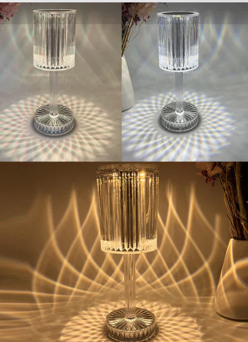 Nowoczesna ściemniana lampa stołowa z kryształami – Seraphine