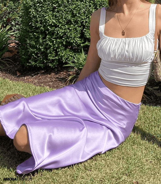 Elise | Długa satynowa spódnica z podwyższonym stanem