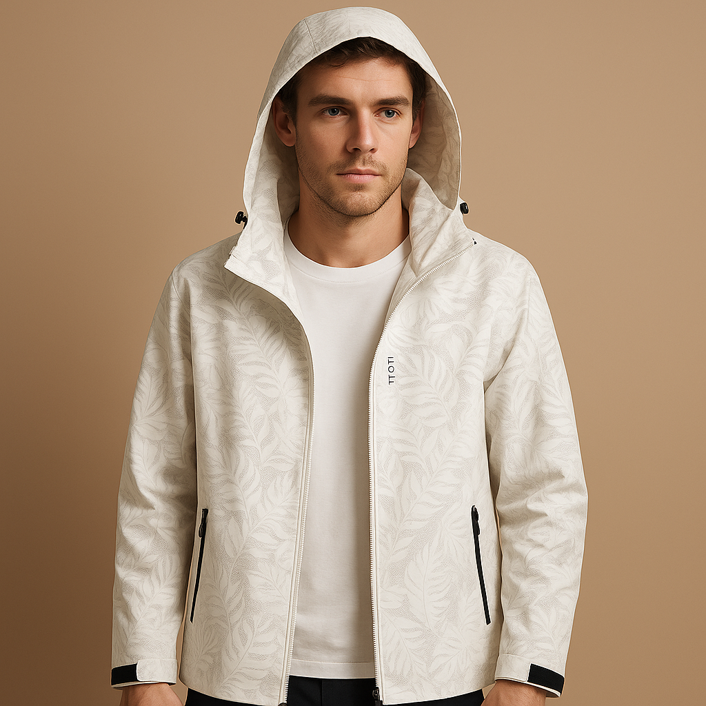 Lekka wodoodporna kurtka męska z motywem liści | Tobias