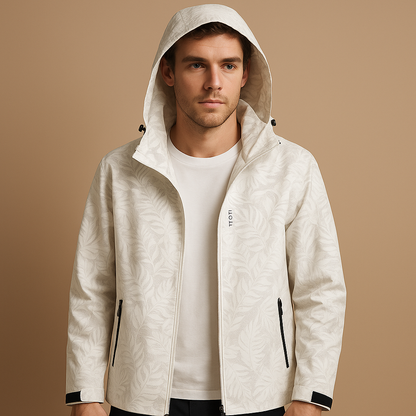 Lekka wodoodporna kurtka męska z motywem liści | Tobias