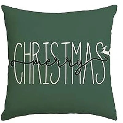 MerryCushion – Zielona Poszewka na Poduszkę z Motywem Świątecznym 45x45 cm