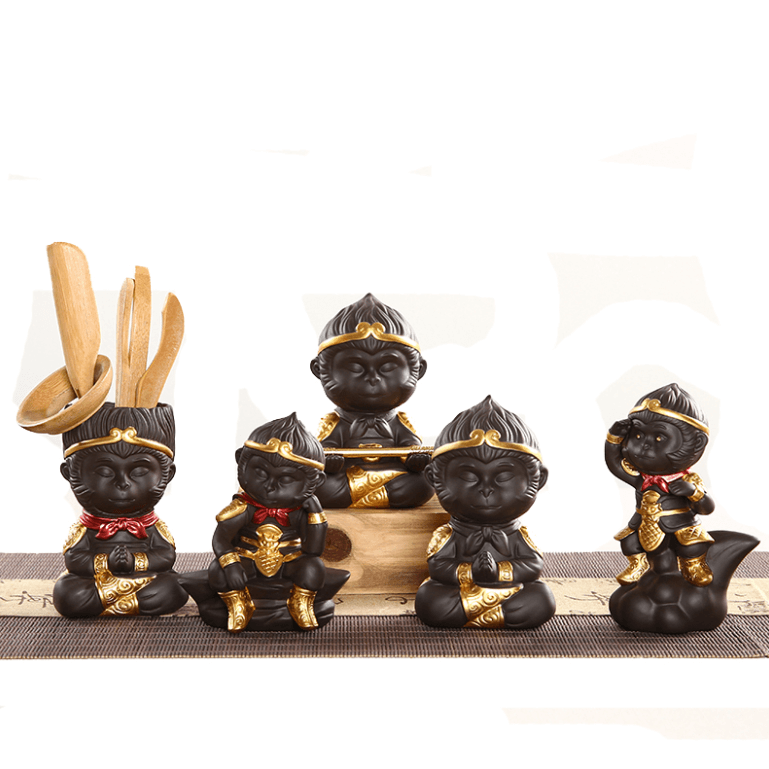 Charakterystyczny Dekoracyjny Posąg Małpiego Króla w Medytacji