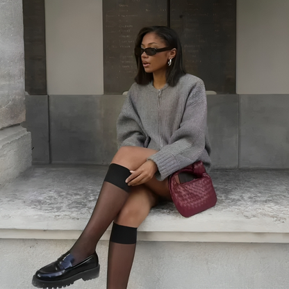 Plus Size Damski Kardigan z Zamkiem Błyskawicznym | Dzianina